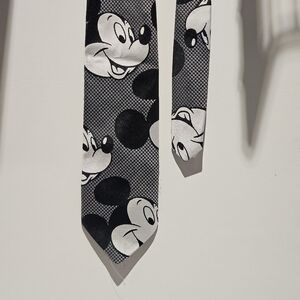 Vintage Disney Tie Mickey Mouse Mens Black & White Neck Tie Made in USA